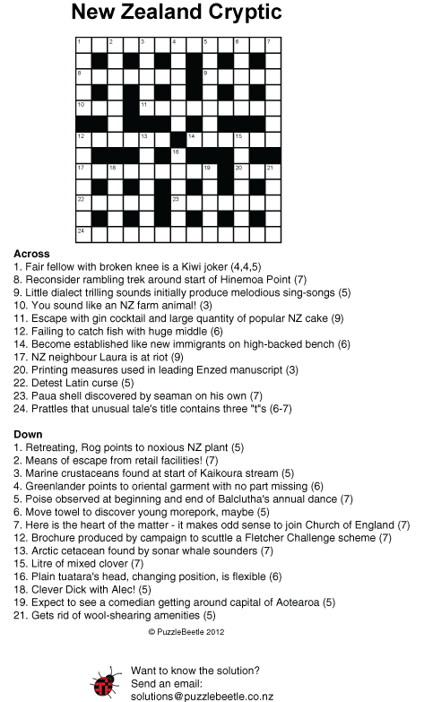 Puzzles and crossword samples New Zealand PuzzleBeetle